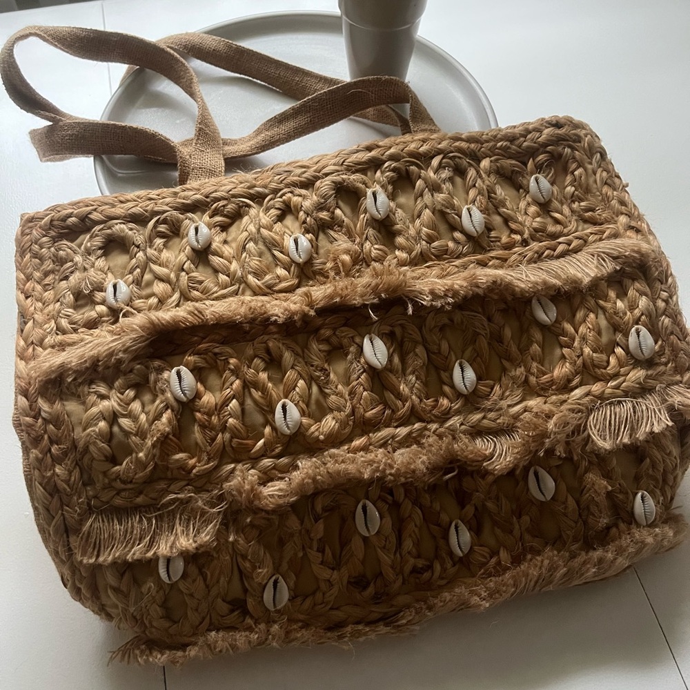 Handcrafted Tan Woven Tote Bag